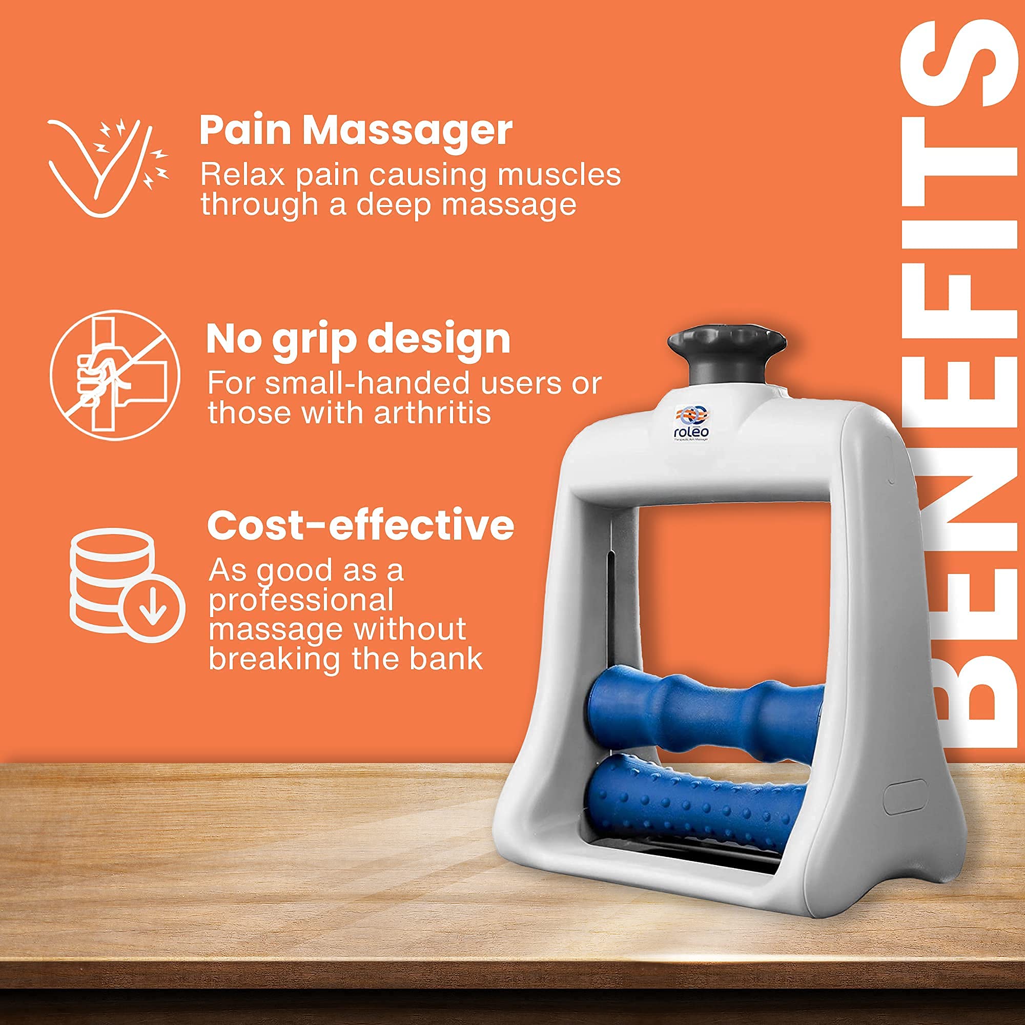 Roleo Advanced Trigger Point Massager Tool - Lateral Forearm Massager Forearm Roller with Patented Texture - Tennis Elbow Relief Deep Myofascial Release Finger Massager