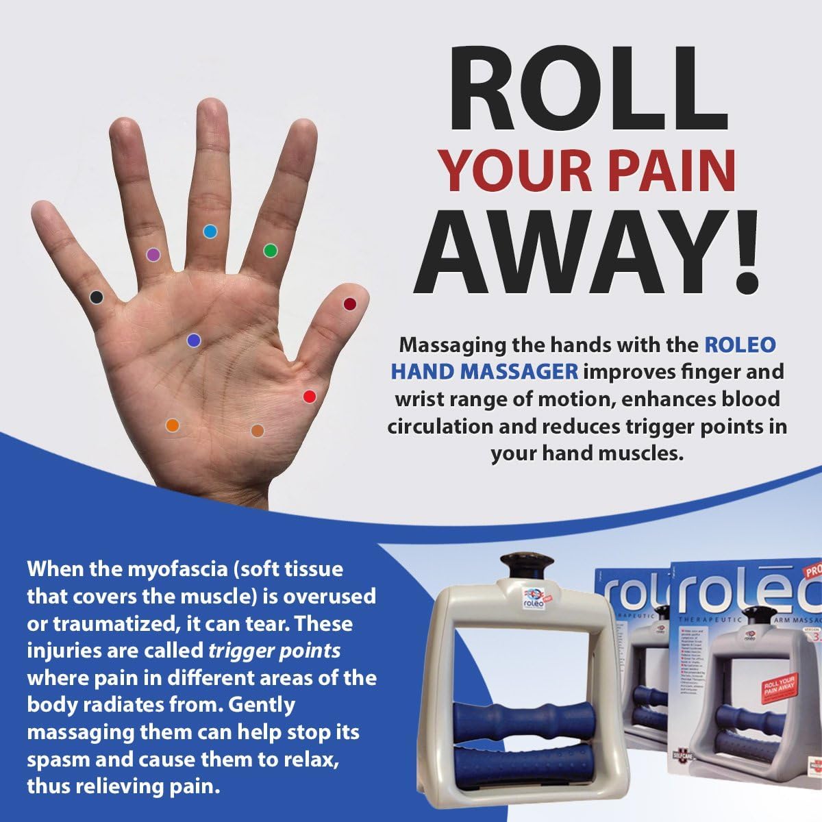 Roleo Hand, Wrist & Arm Massage Tool (Lightly Used)